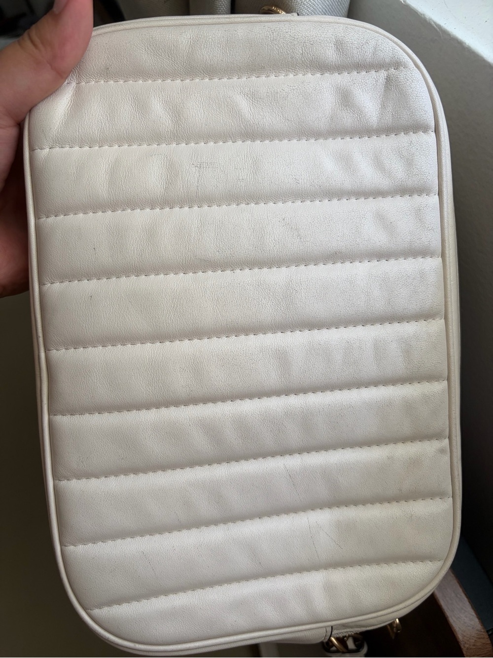 Coach Quilted Ivory Leather Crossbody with Gold Hardware - Picture 7 of 8